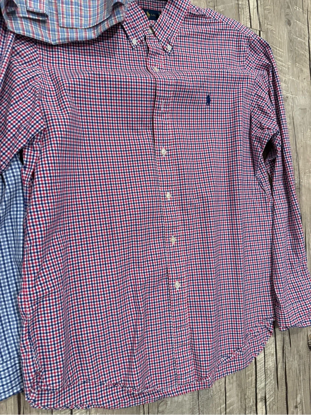 Polo by Ralph Lauren Three Men's Gingham Button-Downs in Blue, Red, White